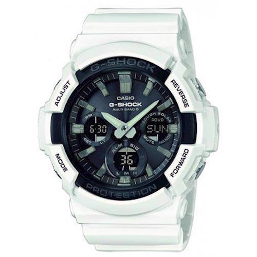 Image of hvid resin med stål G-Shock (5544) solarpower og radiostyret multifunktions quartz Herre ur fra Casio